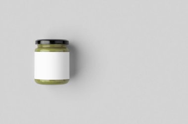 Balkabağı, kenevir tohumu tereyağı kavanozu boş etiketli maket.