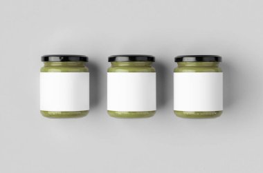 Balkabağı, kenevir tohumu tereyağı kavanozu boş etiketli maket.