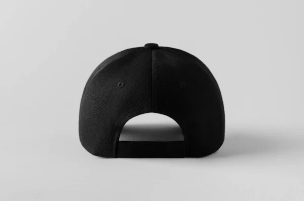 Μαύρο Καπέλο Του Μπέιζμπολ Mockup Γκρι Φόντο Πίσω Όψη — Φωτογραφία Αρχείου