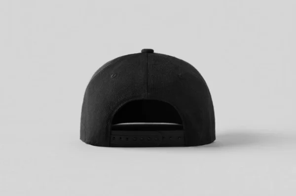 Modèle Capuchon Napback Noir Sur Fond Gris Vue Arrière — Photo