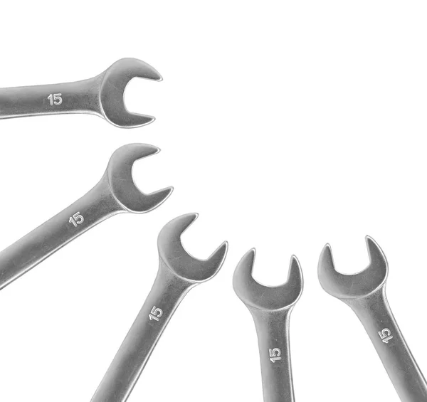 Open End Wrench White Background Silver Color — Stock Photo, Image