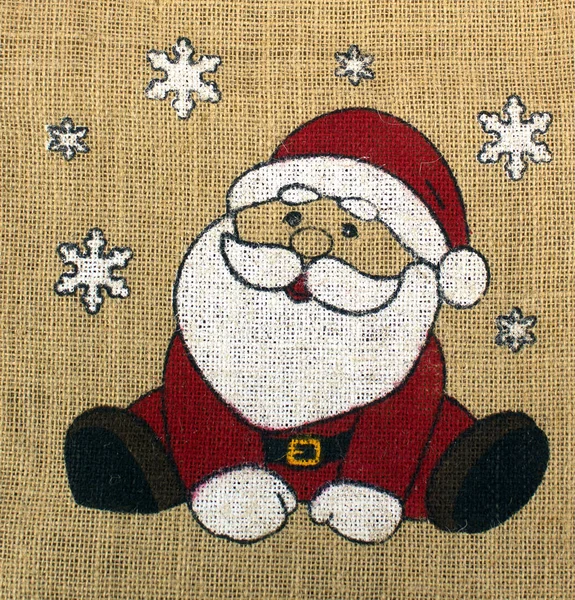 Babbo Natale Disegnato Tela Con Fiocchi Neve — Foto Stock