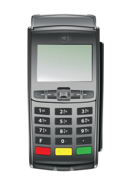 Beyaz arka planda izole edilmiş temassız ödeme terminali