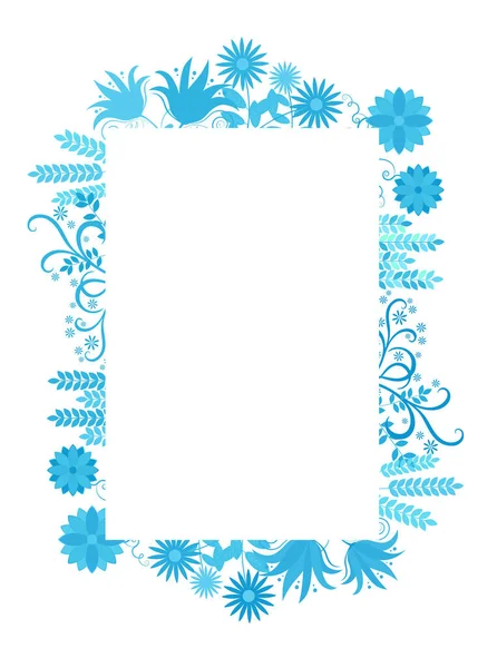 Bloemen Frame Met Bloemen Blauw Rond Vector Illustratie — Stockvector