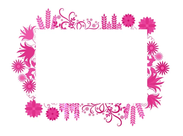 Bloemen Frame Met Bloemen Roze Paars Rond Vector Illustratie — Stockvector