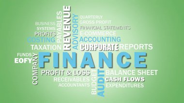 Corporate finance and accounting related words word cloud. clipart