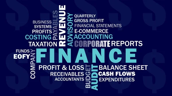 Corporate finance and accounting related words word cloud.