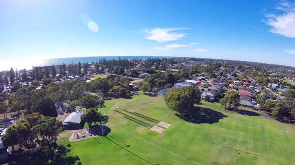 Drone aerial view of Australian public park and sports oval, South Australia. — Stock Photo, Image