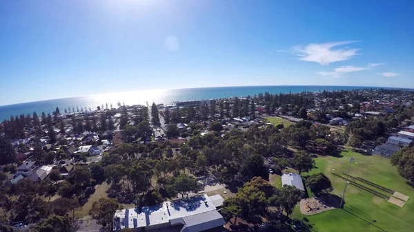 Drone aerial view of Australian public park and sports oval, South Australia. — Stock Photo, Image