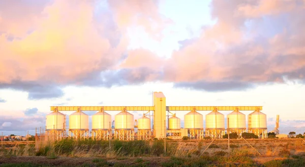 Grain silos in Outer Harbor, South Australia, at dawn. — Stock Photo, Image