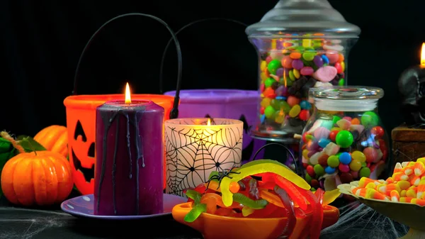 Happy Halloween trick or treat party table. — Stock Photo, Image