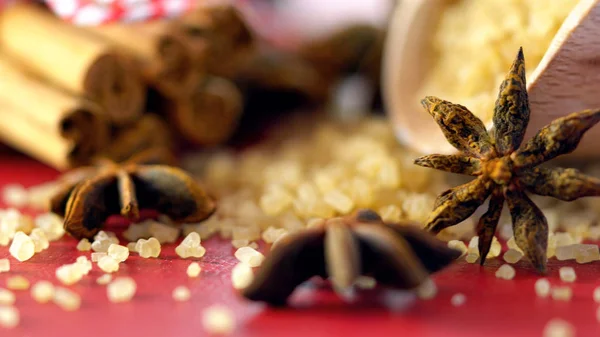 Zimtstange Gänsekiel Kochen Gewürze Makro Nahaufnahme, selektiver Fokus. — Stockfoto