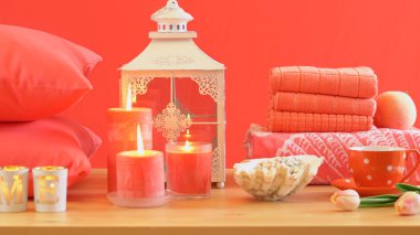 Mercan 2019 renk of yaşayan yıl homewares tablo ayarı.