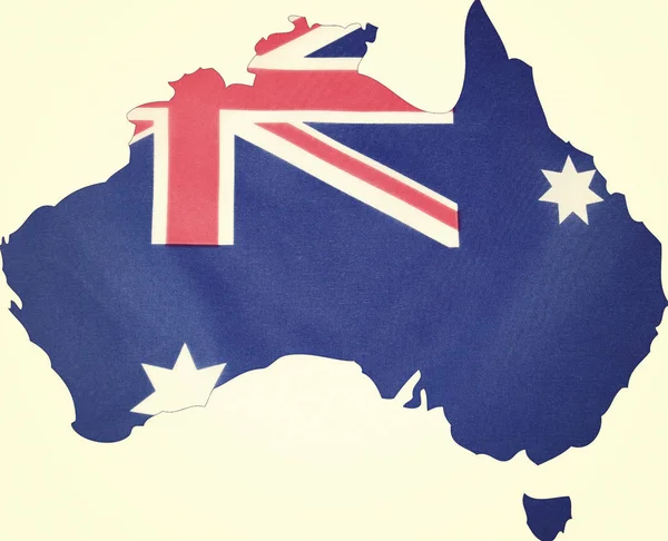 Az ausztrál zászló, alkalmazott vintage mosás szűrővel Ausztrália Térkép. — Stock Fotó