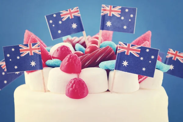 Щасливий день Австралії святковий торт з фільтр старовинні мити. — стокове фото