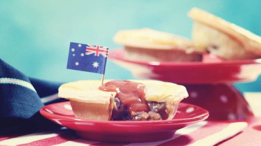 Geleneksel Avustralya etli turtalar Avustralya günü kutlama, vintage yıkama.