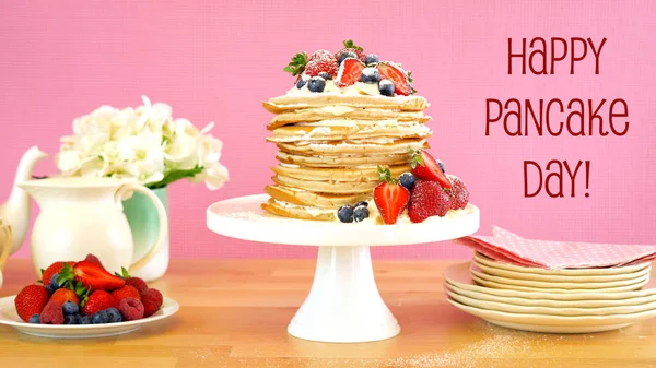 Shrove Pancake Tuesday stack of pancakes cake. — Stock Photo, Image