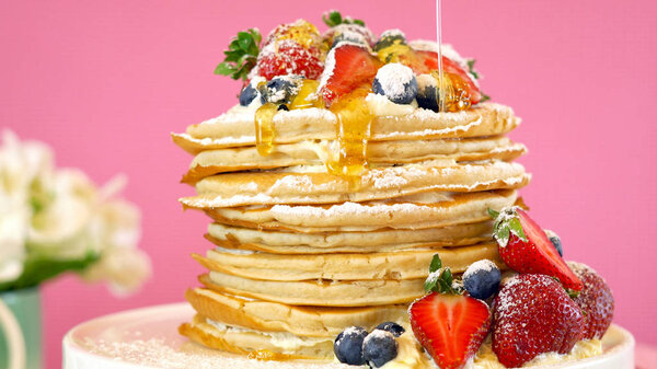 Shrove Pancake Tuesday stack of pancakes cake. Royalty Free Stock Images