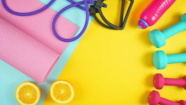 Modern renkli arka planda sağlık ve fitness konsepti.