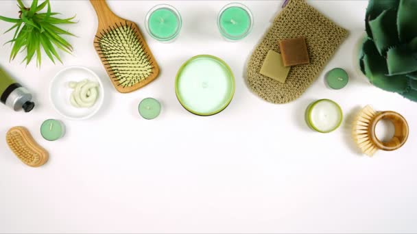 Natuurlijke hennep huidverzorging cosmetica, moisturizer crème en schoonheidsproducten — Stockvideo