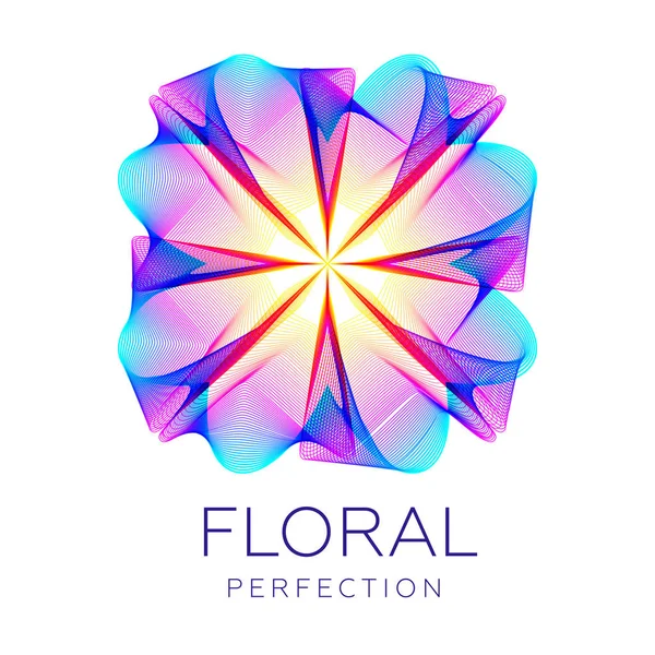 Fantastická Ikona Květin Abstraktní Tvar Spoustou Linií Barvou Přechodu Vektorová — Stockový vektor