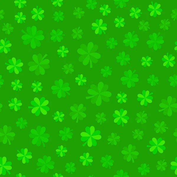 Green Lucky Clover Leaves Background Seamless Vector Pattern Green Foliage — Stock Vector