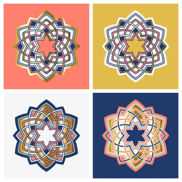 Set Four Templates Traditional Arabic Islam Geometric Art Arabesque Pattern — Stock Vector