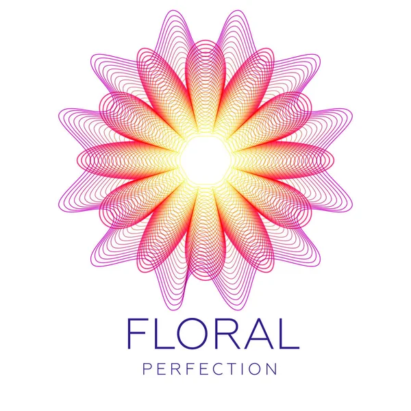 Fantástico Icono Flor Forma Abstracta Con Montón Líneas Mezcla Color — Vector de stock