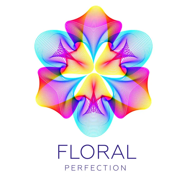 Fantástico Icono Flor Forma Abstracta Con Montón Líneas Mezcla Color — Vector de stock