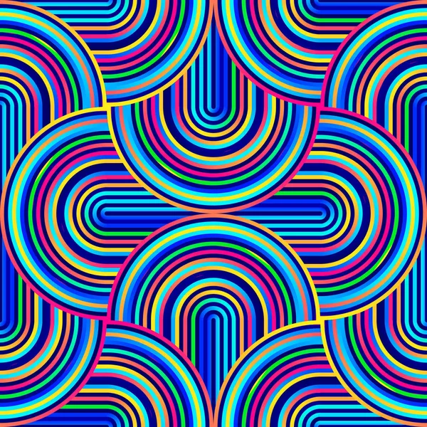 Curvas locas - patrón geométrico enredado con colores de neón brillantes . — Archivo Imágenes Vectoriales