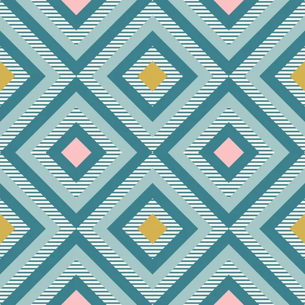 Geometría abstracta en colores retro, formas de diamante patrón geográfico — Vector de stock