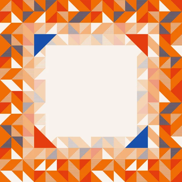 Čtvercový rámeček v červených a modrých barvách, abstraktní geometrický vzorek — Stockový vektor