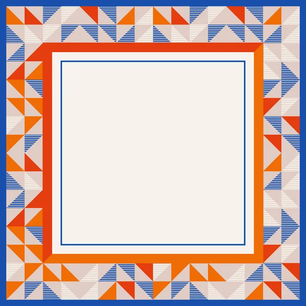Marco cuadrado en colores rojo y azul, patrón de fondo geométrico abstracto — Vector de stock