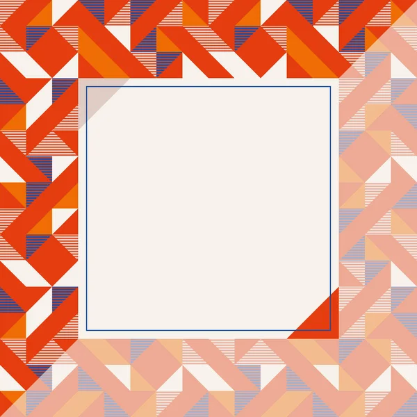 Quadratischer Rahmen in roten und blauen Farben, abstraktes geometrisches Hintergrundmuster — Stockvektor