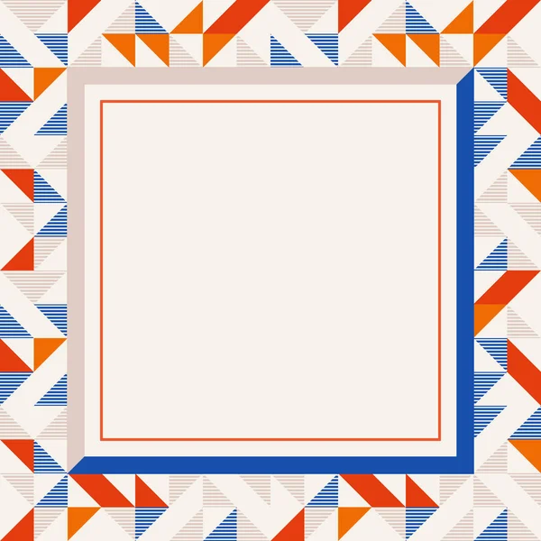 Marco cuadrado en colores rojo y azul, patrón de fondo geométrico abstracto — Archivo Imágenes Vectoriales