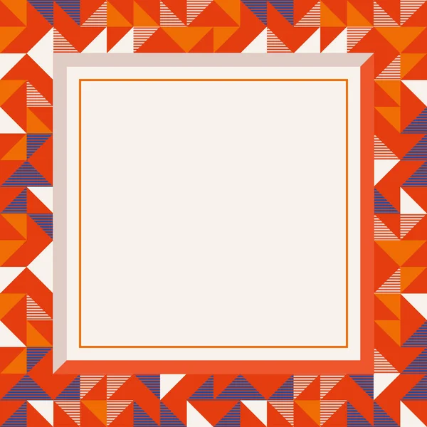 Marco cuadrado en colores rojo y azul, patrón de fondo geométrico abstracto — Archivo Imágenes Vectoriales