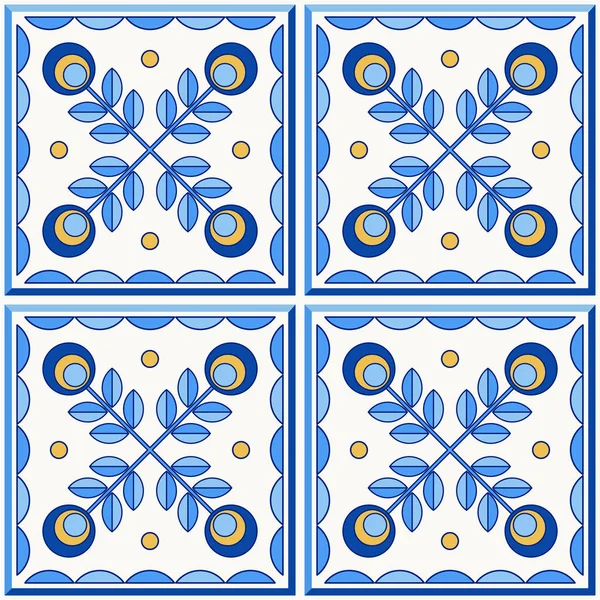 Traditional Portugal Lisbon azulejo ceramic tiles pattern. — Stock Vector