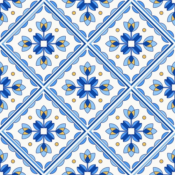 Portugal Lisboa azulejo azulejos de cerámica patrón tradicional . — Vector de stock