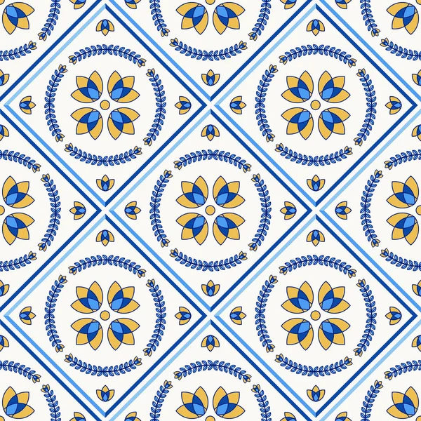 Portugal Lisboa azulejo azulejos de cerámica patrón tradicional . — Vector de stock