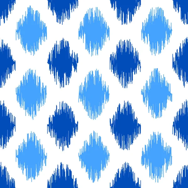 Patrón de tela de seda ikat uzbeko, colores índigo azul y blanco . — Vector de stock