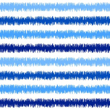 Özbek ikat ipek kumaş deseni, çivit mavisi ve beyaz renkleri.