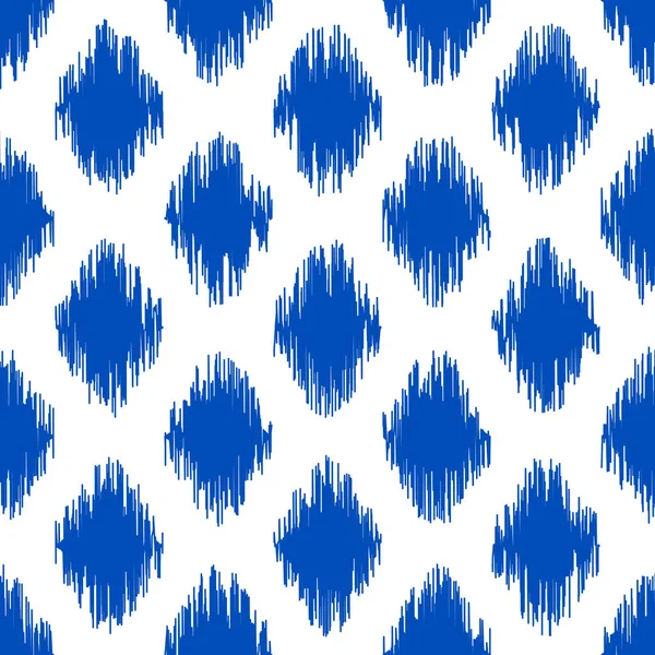 Patrón de tela de seda ikat uzbeko, colores índigo azul y blanco . — Vector de stock