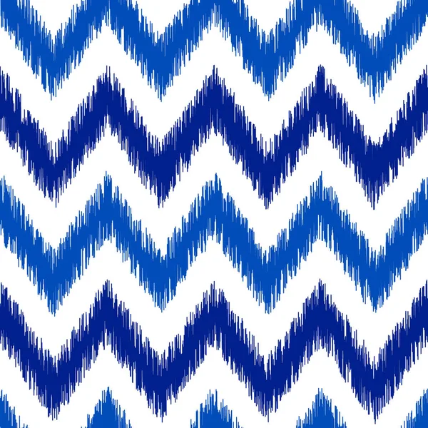 Uzbecký Ikat vzor hedvábného textilu, Indigo modré a bílé barvy. — Stockový vektor