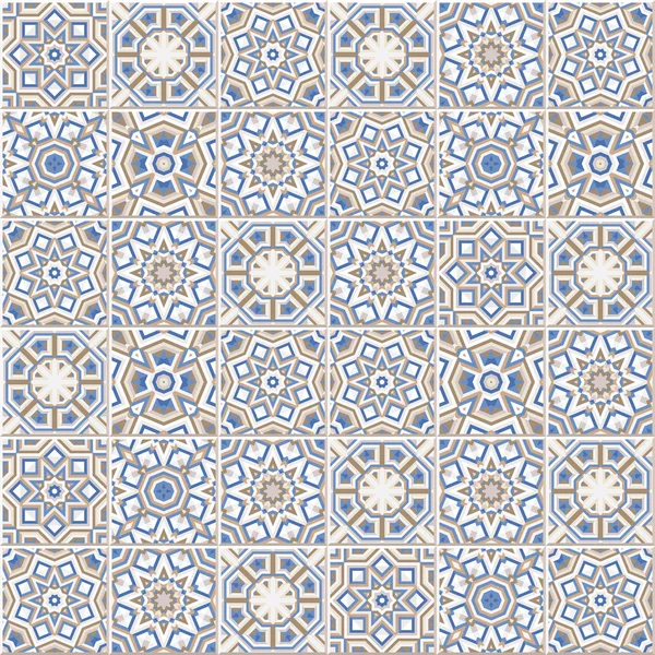 Carreaux de sol portugais design, motif azulejo sans couture — Image vectorielle