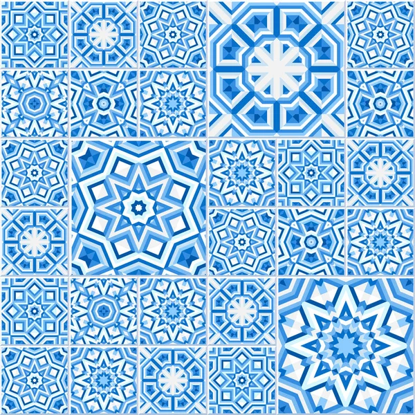 Desain ubin lantai Portugis, pola azulejo mulus - Stok Vektor