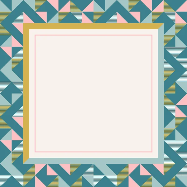 Τετράγωνο πλαίσιο σε ρετρό χρώματα, αφηρημένο γεωμετρικό μοτίβο φόντου — Διανυσματικό Αρχείο
