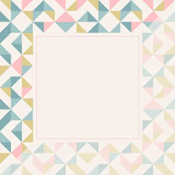 Kwadratowa ramka w kolorach retro, abstrakcyjny wzór geometryczny tła — Wektor stockowy