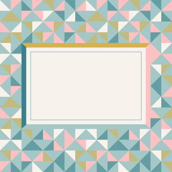 Square frame in retro colors, abstract geometric background pattern — Stock Vector
