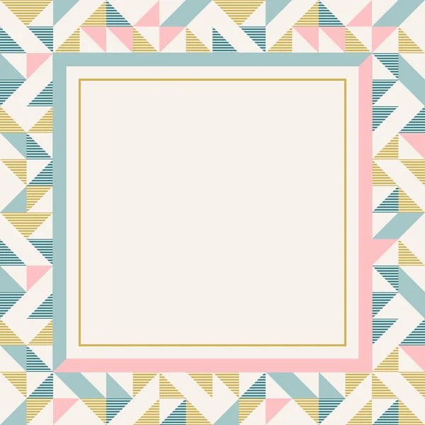 Square frame in retro colors, abstract geometric background pattern — Stock Vector