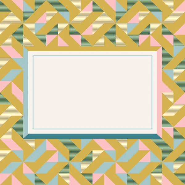 Quadratischer Rahmen in Retrofarben, abstraktes geometrisches Hintergrundmuster — Stockvektor